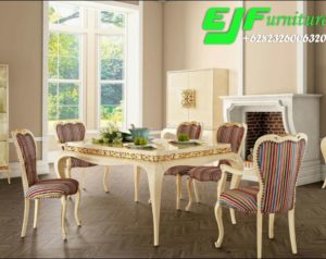 Jual Satu Set Meja Makan Terbaru Moderen Duco Putih