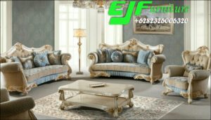 Jual Satu Set Kursi Tamu Sofa Duco Modern Ukir Rusiao