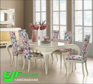 Jual Satu SET MEJA MAKAN MINIMALIS MODERN DUCO PUTIH SHYANAS