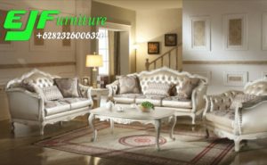 Kursi Sofa Tamu Jesica Duco putih ukir
