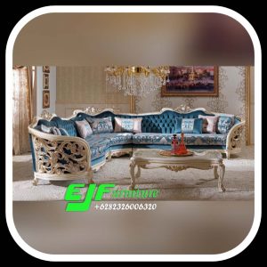 Sofa Sudut Mewah Ukir Jepara Warna Putih 326