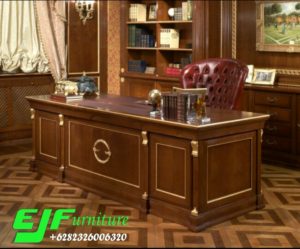 Meja Kantor Renata Minimalis Kayu Jati Ukir Jepara