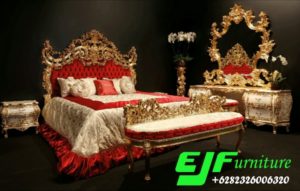 Set Tempat Tidur Full Ukir Asli Jepara Duco Gold