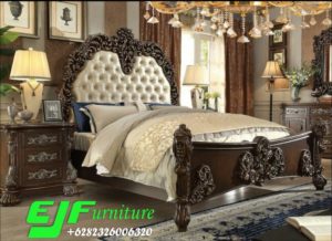 Set Tempat Tidur Jati Klasik Ukir Mawar Asli Jepara