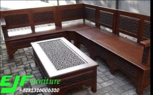 Kursi Tamu Minimalis Sudut Jati Motif Ceplok