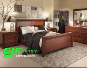 Set Tempat Tidur Minimalis Jati Mewah 048