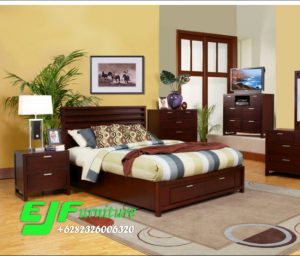Set Tempat Tidur Minimalis Modern Laci Jati 52
