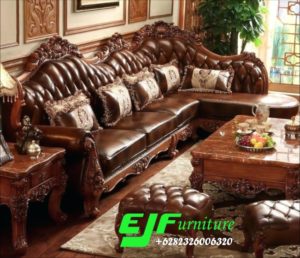 Sofa Tamu Sudut Ukir Mewah Jati Jepara 268