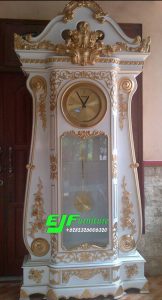 Lemari Jam Ukir Jepara Motif Bagong cat Duco 06