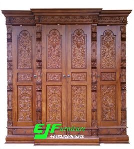 Lemari Pakaian Ukir Gebyok Kayu Jati Terbaru 025