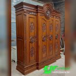 Lemari Pakaian Ukir Gebyok Kayu Jati Terbaru 025