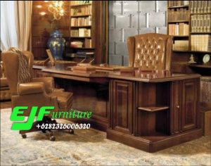 Meja Kantor Minimalis Jati Klasik Model Terbaru 17