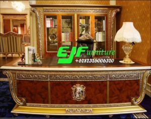 Meja Kantor Ukir Mewah Kayu  Jati Terbaru 019