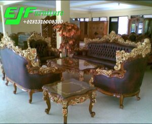 Kursi Tamu Sofa Ukir Romawi Barcelona Kayu Jati