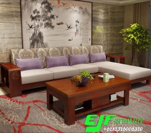 Kursi Tamu Sudut Minimalis Kayu Jati Bantalan 67