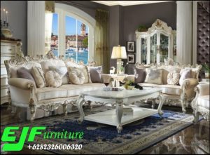 Sofa Tamu Ukir Jepara Terbaru putih Emas 313
