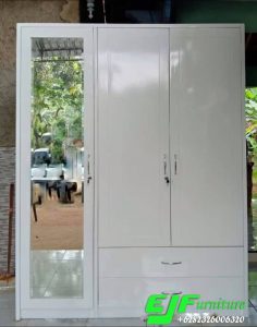 Lemari Minimalis Tiga Pintu Warna Putih Terbaru 48