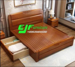 Tempat Tidur Jati Minimalis Modern Laci 97