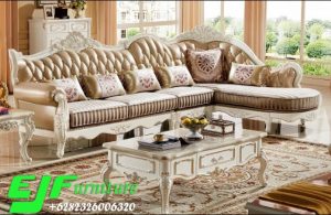 Sofa Sudut Ukir Jepara Terbaru Cat Putih 320
