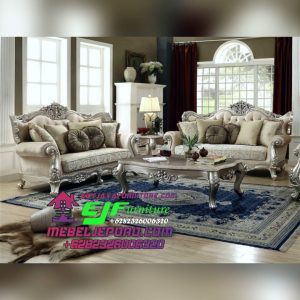 Sofa Tamu Ukir Jepara Warna Silver EJ 02