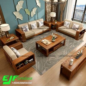Kursi Tamu Jati Minimalis Modern Set 3 2 1 Terbaru