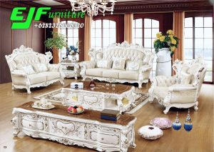 Set Sofa Tamu Ukir Jepara Warna Putih