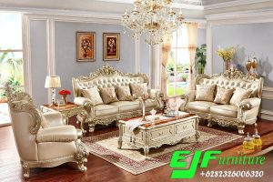 Sofa Tamu Ukir Jepara Warna Soft Gold Set 321