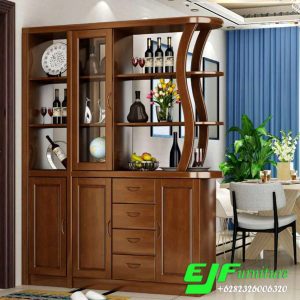 Bufet Jati Penyekat Ruang Tamu Model Minimalis