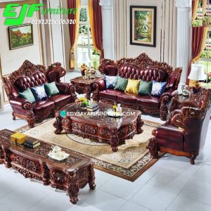 Set Sofa Tamu Ukir Desain Klasik Mewah
