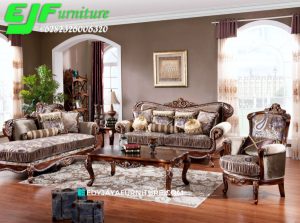 Sofa Ukir Mewah Kayu Jati Desain Terbaru