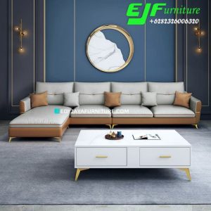 Sofa Sudut Minimalis Modern kaki Stainles Terbaru