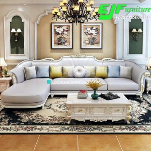Sofa Sudut Ukir Mewah Desain Terbaru PIK