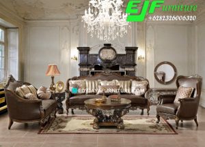 Sofa Tamu Ukir Kayu Jati Mewah Desain Makasar